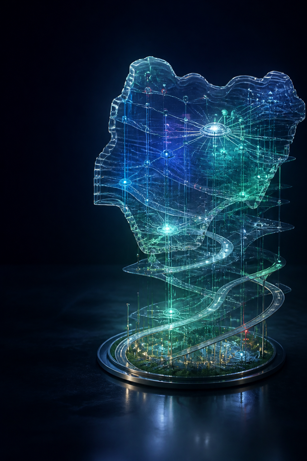 A luminous glass model of Nigeria connected through research and institutional readiness pathways